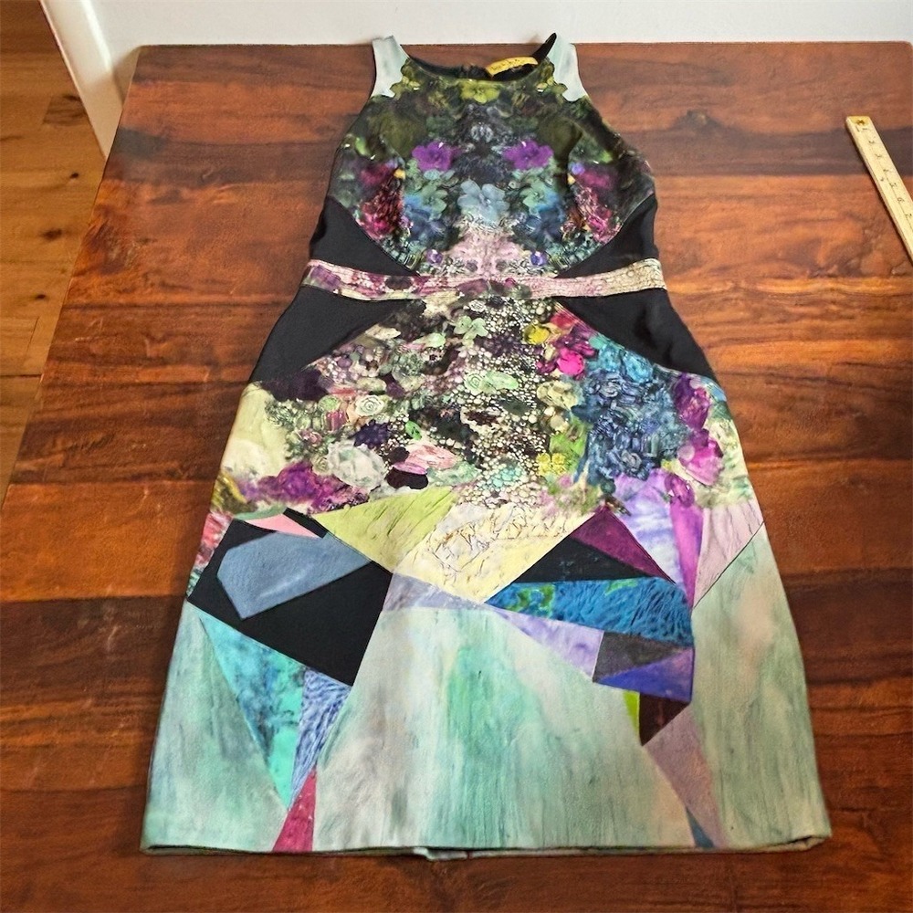 Nicole Miller Artelier Dress Womens Size 10 Multicolor Sheath Knee